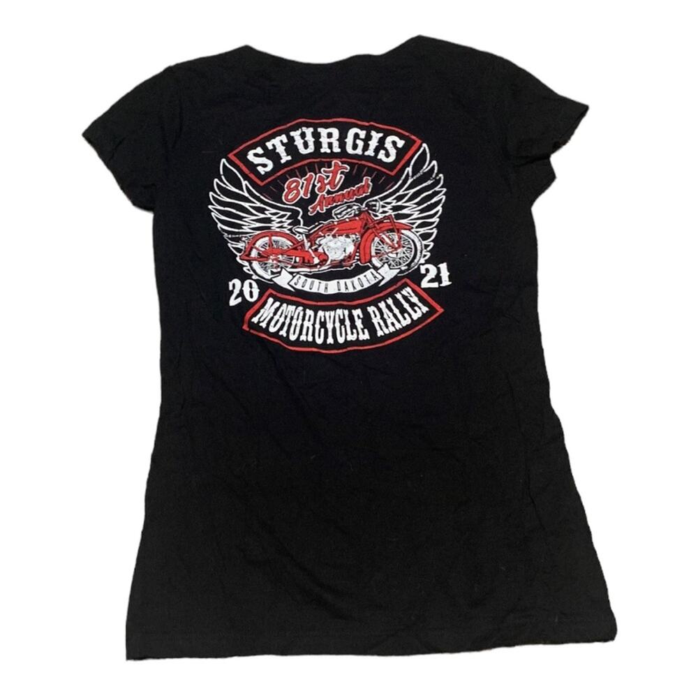 Sturgis size medium black biker tshirt Vance bike wear lace front harley
